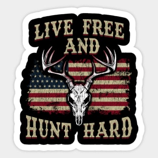 Live Free and Hunt Hard Patriotic Hunting USA Sticker